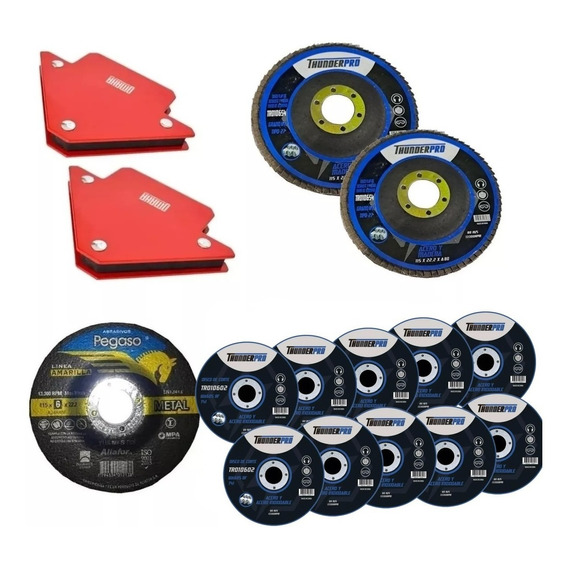 Escuadras Magneticas Combo Discos Corte Flap Debaste Lacueva