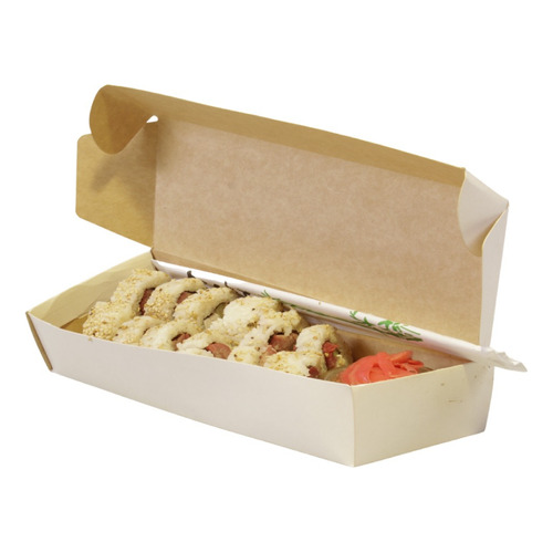 75 Cajas Comida 24x8x4 Cm Para Sushi Hot Dog Galletas Dulces Color Holo white
