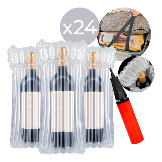 Bolsa De Aire Inflable Protector Botella Vino + Inflador X24