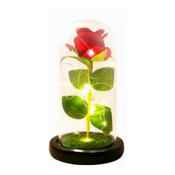 Regalo Flor Eterna Rosa De Rojo Cristal Luz Dia De La Madre