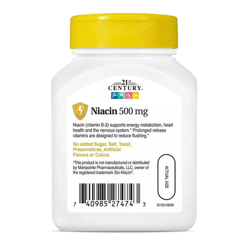 Niacina Vitamina B3 Premium 500 Mg 100 Tabletas 