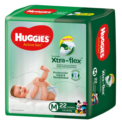 Pañales Huggies Active Sec  M