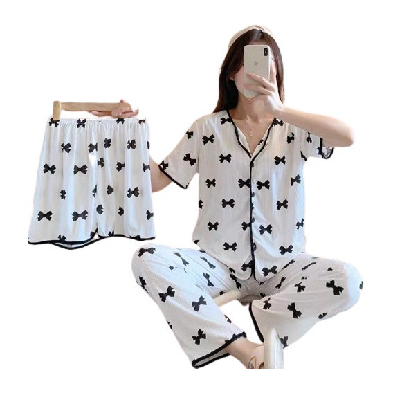 Conjunto De 3 Piezas De Pijama Suelto Casual Para Mujer