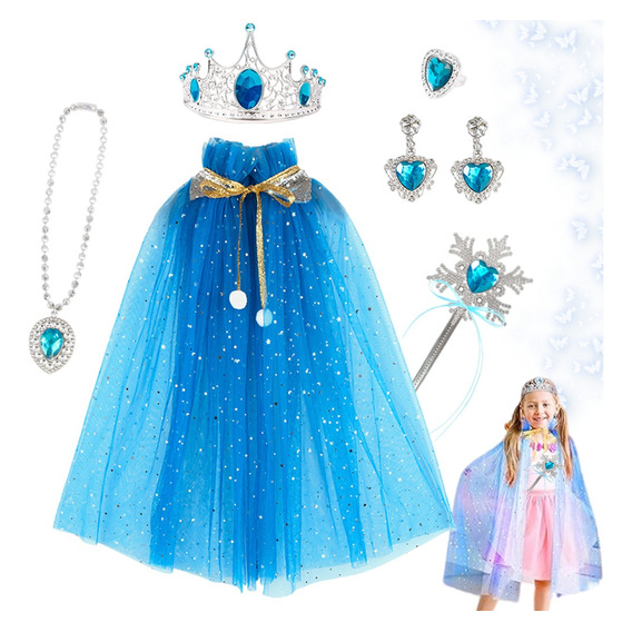 Disfraz De Princesa Frozen Elsa Niña Vestido De 7 Piezas