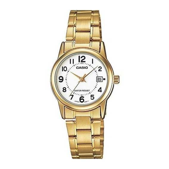 Reloj Casio  Ltpv002 7b Mujer Ext Acero Dorado Fechador Full