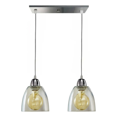 Colgante 2 Luces Vidrio Transparente Moderno Deco Apto Led