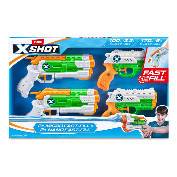 Zuru X-shot Pack Lanzadores Agua Fast-fill 2 Micro Y 2 Nano