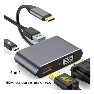 Adaptador Usb 3.0 Tipo C Hdmi 4k Vga 5 In1 Para Macbook Otg 