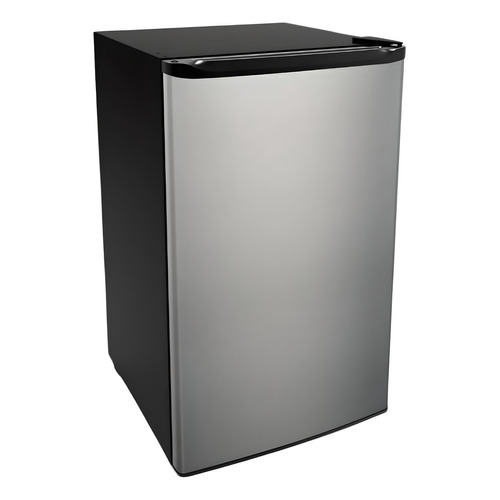 Frigobar Maxims Bc98SS 92 Litros Gris Negro Plata 4 Pies 47cm Refrigerador Botellas 2 Litros Ahorro Energia Puerta Reversible 2 Parrillas Cristal Templado Cajon Legumbrero