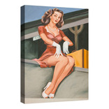 Cuadro Decorativo Canvas Moderno Pin Up B Color Pin Up 42 Armazón Natural