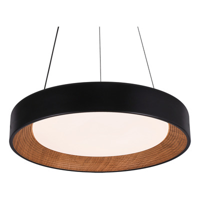 Colgante Led 120w Cct Ø50cm Negro Interior Símil Madera Mks - Negro
