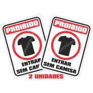 2 Adesivo Proibido Entrar Sem Camisa Loja Restaurante 15x20