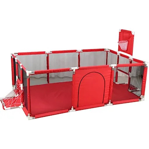 Corral Seguridad Bebes Con Aro De Basket 180cm Rojo