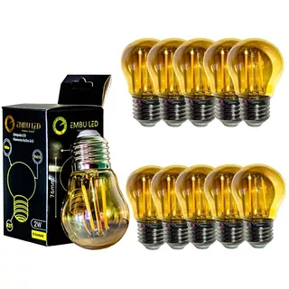 Kit 10 Lâmpada Filamento Led G45 Vintage Retro Carbono Ambar Cor Da Luz 110/220 110v/220v