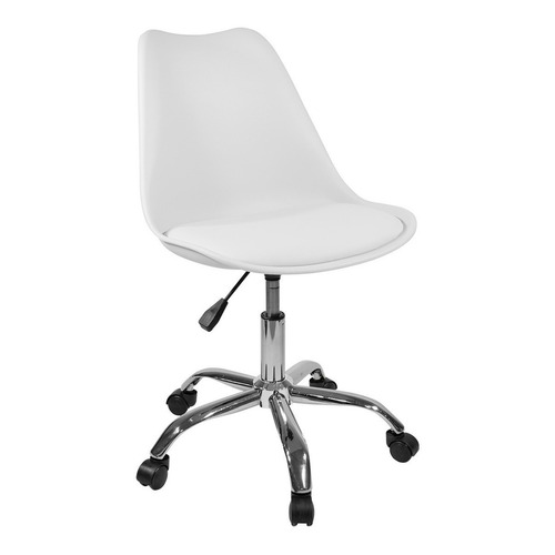 Silla de escritorio Para Tu Casa Tulip con ruedas DC-1588  blanca con tapizado de cuero sintético