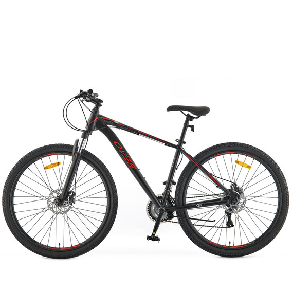 Bicicleta Mtb Overtech Q6 R29 Aluminio 21v Freno A Disco Negro/Rojo/Rojo Talle M