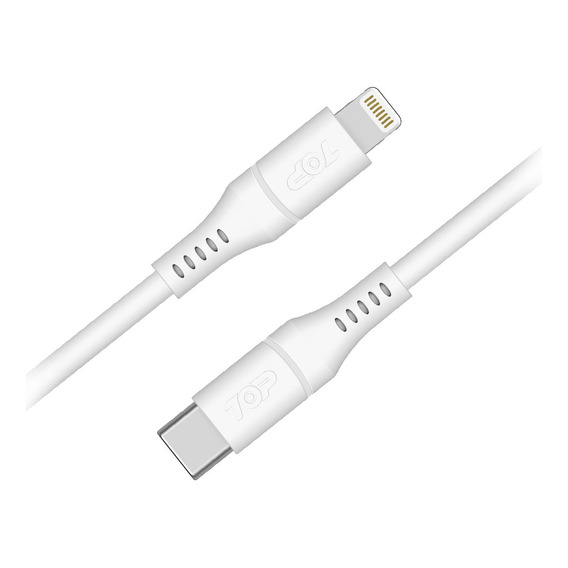 Cable Usb-c A Lightning Datos Carga Rápida iPhone Color Blanco