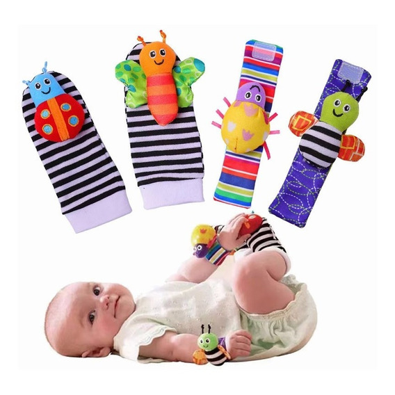 Set Calcetines Y Pulseras Estimulante Sonajero Bebe,4 Pcs