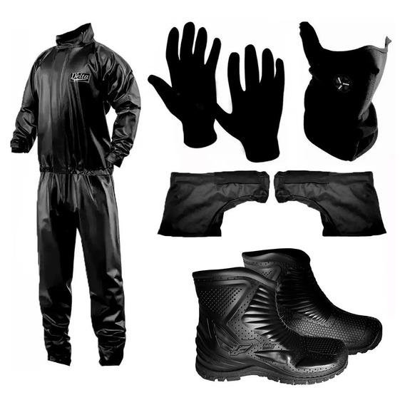 Kit Traje Lluvia Delta Botas Guantes Mascara Cubre Manos Sti