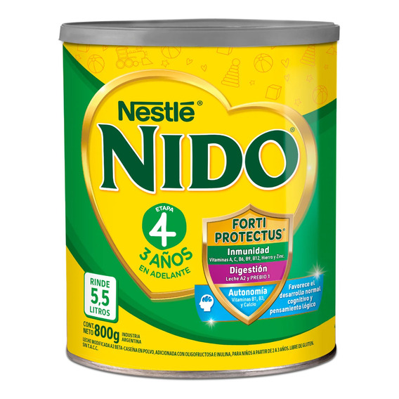 Nido 4 Prebio3 Leche En Polvo Lata X 800g 