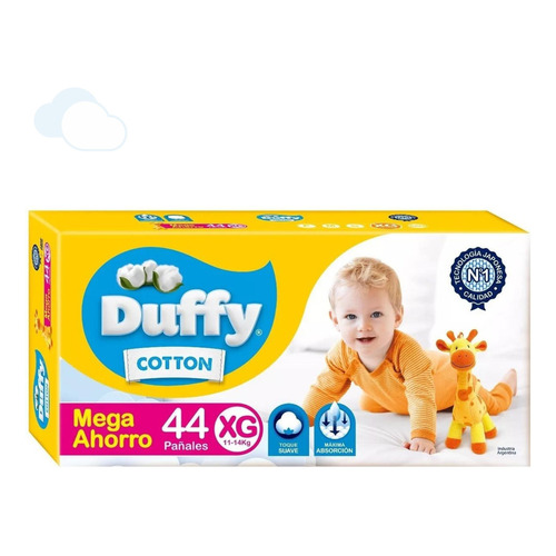 Pañales bebes Duffy Cotton mega pack talle xg 44 unidades	