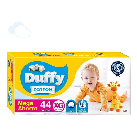 Pañales bebes Duffy Cotton mega pack talle xg 44 unidades	