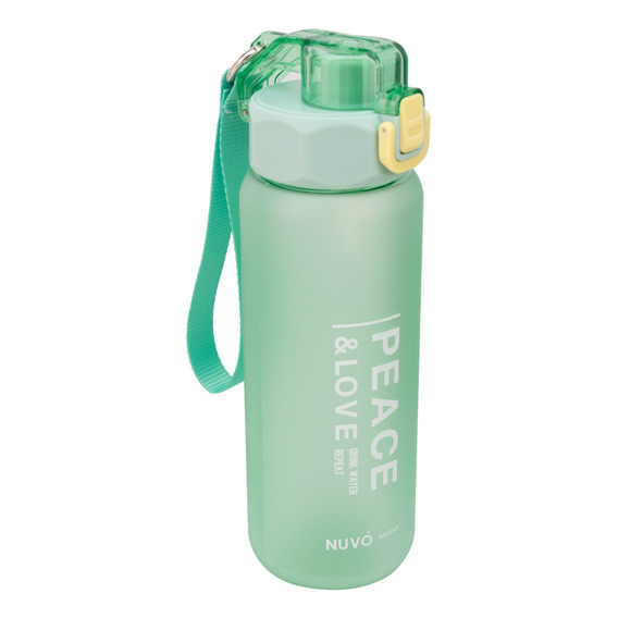 Botella Deportiva Plástico Con Muñequera Nuvó Sport 850 Ml Color Verde Claro