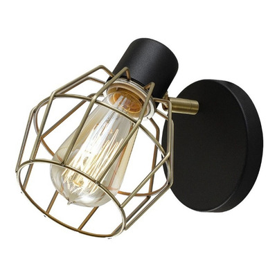 Aplique 1 Luz Diamante Negro Con Bronce Vintage Apto Led E27