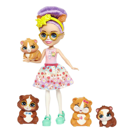 Muñeca Glee Guinea Con Mascotas Enchantimals Mattel Gjx43