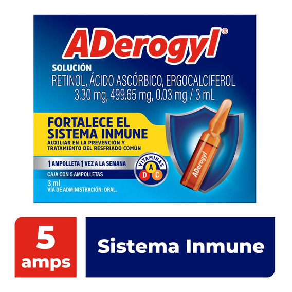 Aderogyl vitaminas fortalece el sistema inmune 5 ampolletas