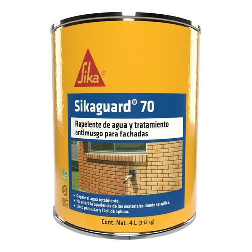Repelente De Agua Sikaguard 70 Incolora Fachadas Y Muro 4l Color Incoloro