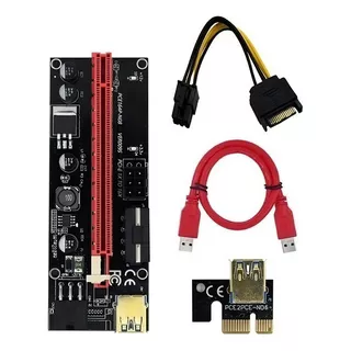 Kit 3 Cabos Riser Pci Express 1x A 16x Pcie Mineração Cor Vermelho