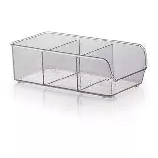 Organizador Multiuso Acrílico 3 Divisórias Paramount 28x14cm Cor Transparente