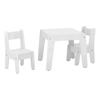 Conjunto Mesa Infantil 2 Cadeiras Mdf Branco Brilho Ofertamo