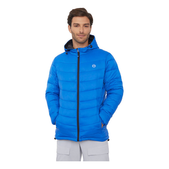 Parka Outdoor Hombre Full Zipper Nylon Rec Azul Royal Corona