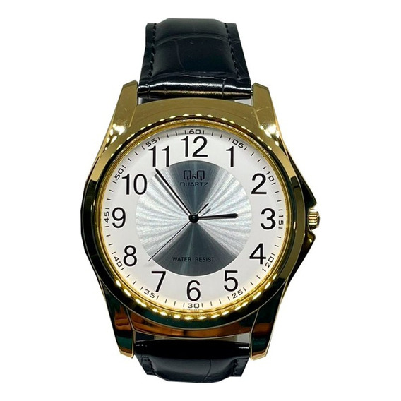 Reloj Q&q Hombre Q22a-500py Correa Negro Color del fondo Plateado q206j104y