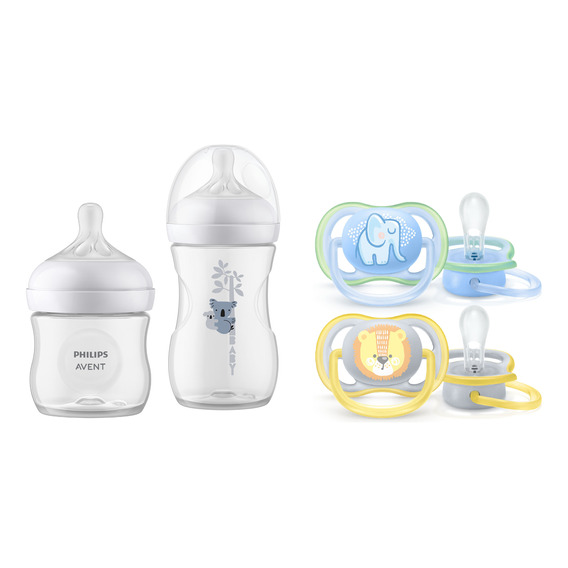 Set Recien Nacido Avent Natural ® 2 Mamaderas 2 Chupetes Varon