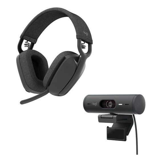 Logitech Combo Webcam Brio500 + Audífono Zone Vibe100 Negro