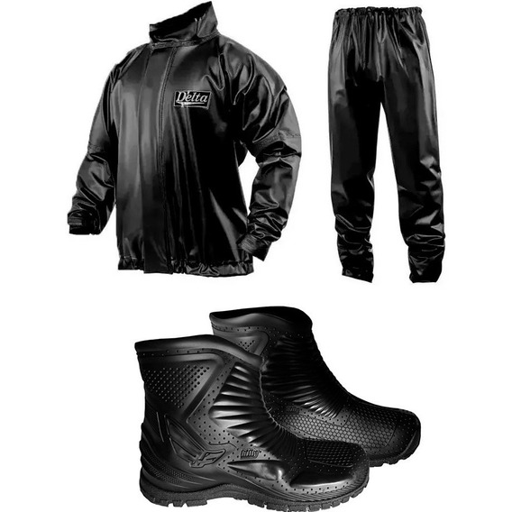 Traje Equipo De Lluvia Delta Brasil + Botas Alpina Sti Motos