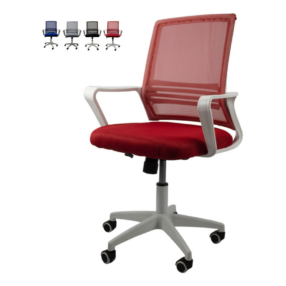 Silla Ejecutiva Para Escritorio Oficina Malla Transpirable Color Rojo