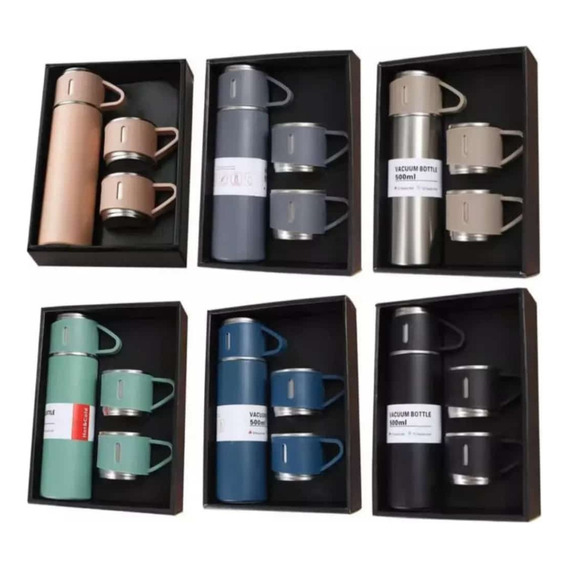 Set Termo Termico Acero Inoxidable 500ml Mas Taza Regalo