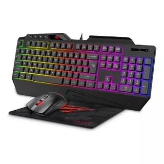 Combo Gamer Havit Kb889cm Teclado Mousepad Mouse Preto