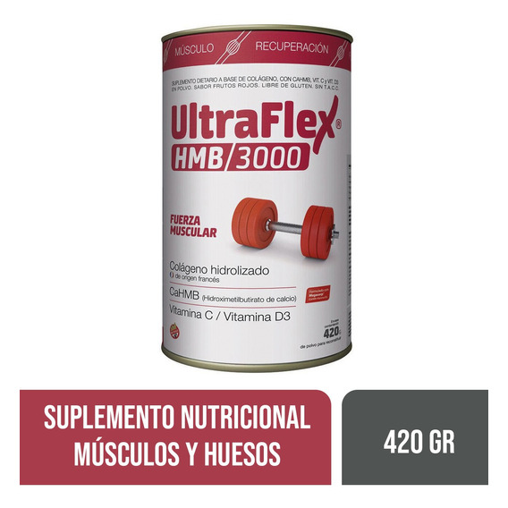Suplemento En Polvo Ultraflex Hmb/3000 Colágeno Frutos Rojos