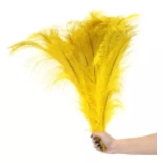 Plumas Colorida Penas De Avestruz Artesanato Para Decoração Cor Amarelo Canário