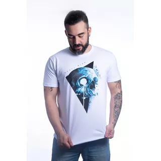 Camiseta Triangle Skull M-2 Camisa Caveira Rock Algodão Band