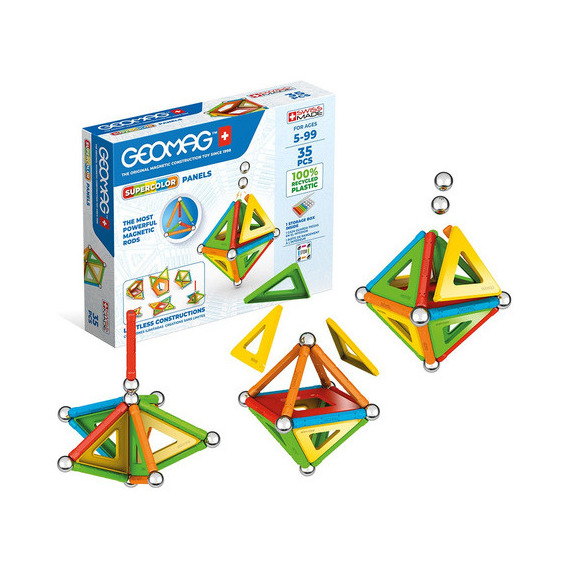 Juego Bloques Magneticos 35 Pz Caja Geomag Supercolor Panels