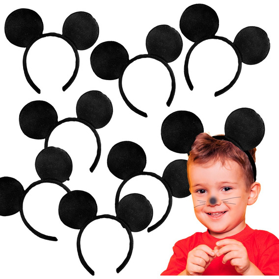 10 Diademas Orejas Mickey Mouse Económicas Fiesta Infantil Color Negro