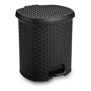 Lixeira Cesto 6 Lts. Rattan Tampa E Pedal Banheiro Promoção Cor Preto