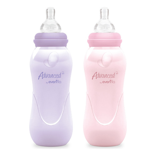 Evenflo Advanced set biberones 240ml 3m+ color rosa y morado