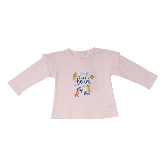 Polera Manga Larga Bebe Niña Beige Pillin